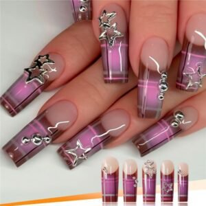 Purple Square Press on Nails Long
