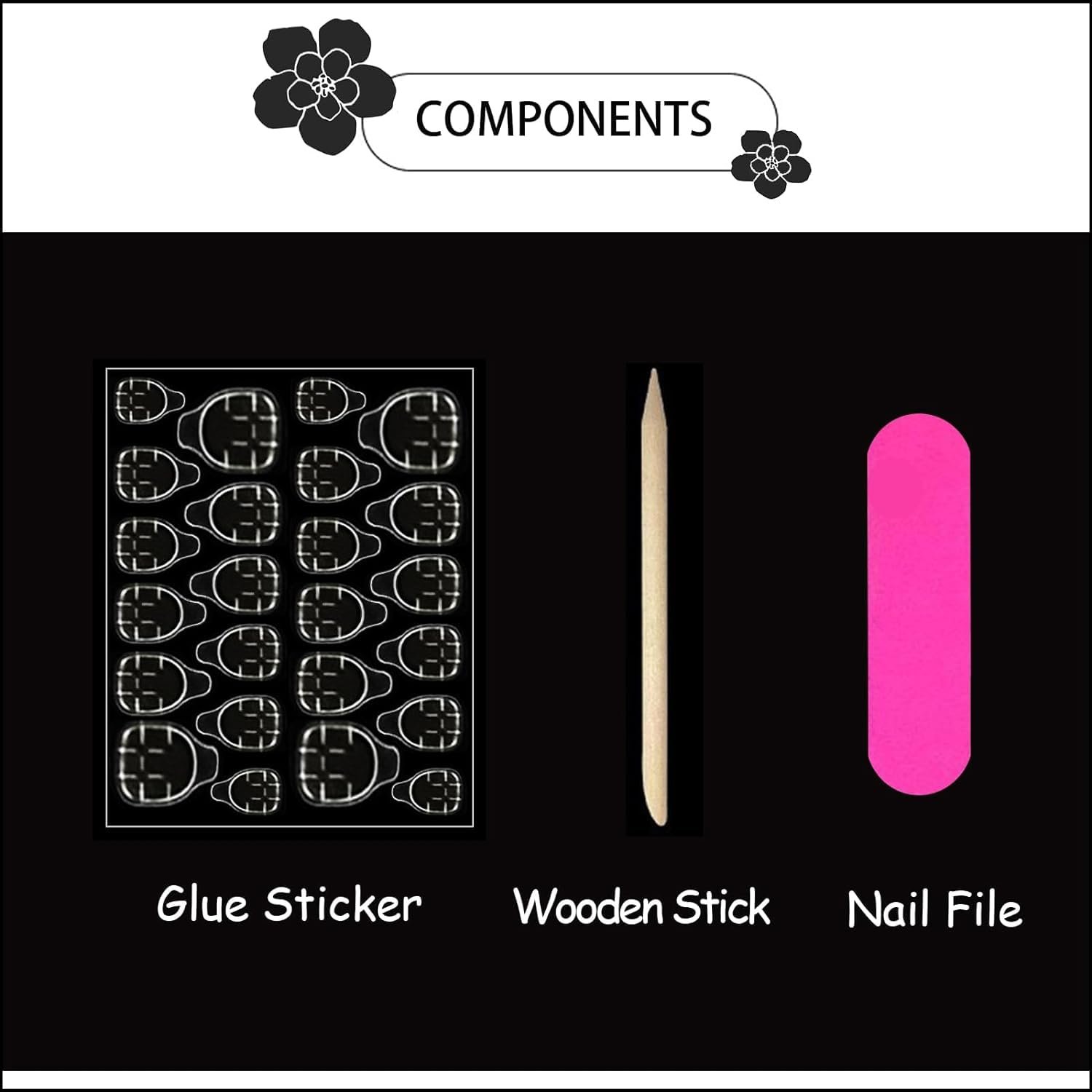 Medium Pink & White Press on Square Nails - Image 2
